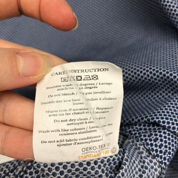 Bruun & Stengade Geometric Print Blue Button Down Dress Shirt - Picture 5 of 16